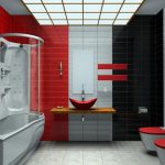 Rouge, noir et blanc dans la salle de bain