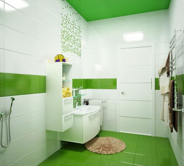 Plancher de salle de bain vert